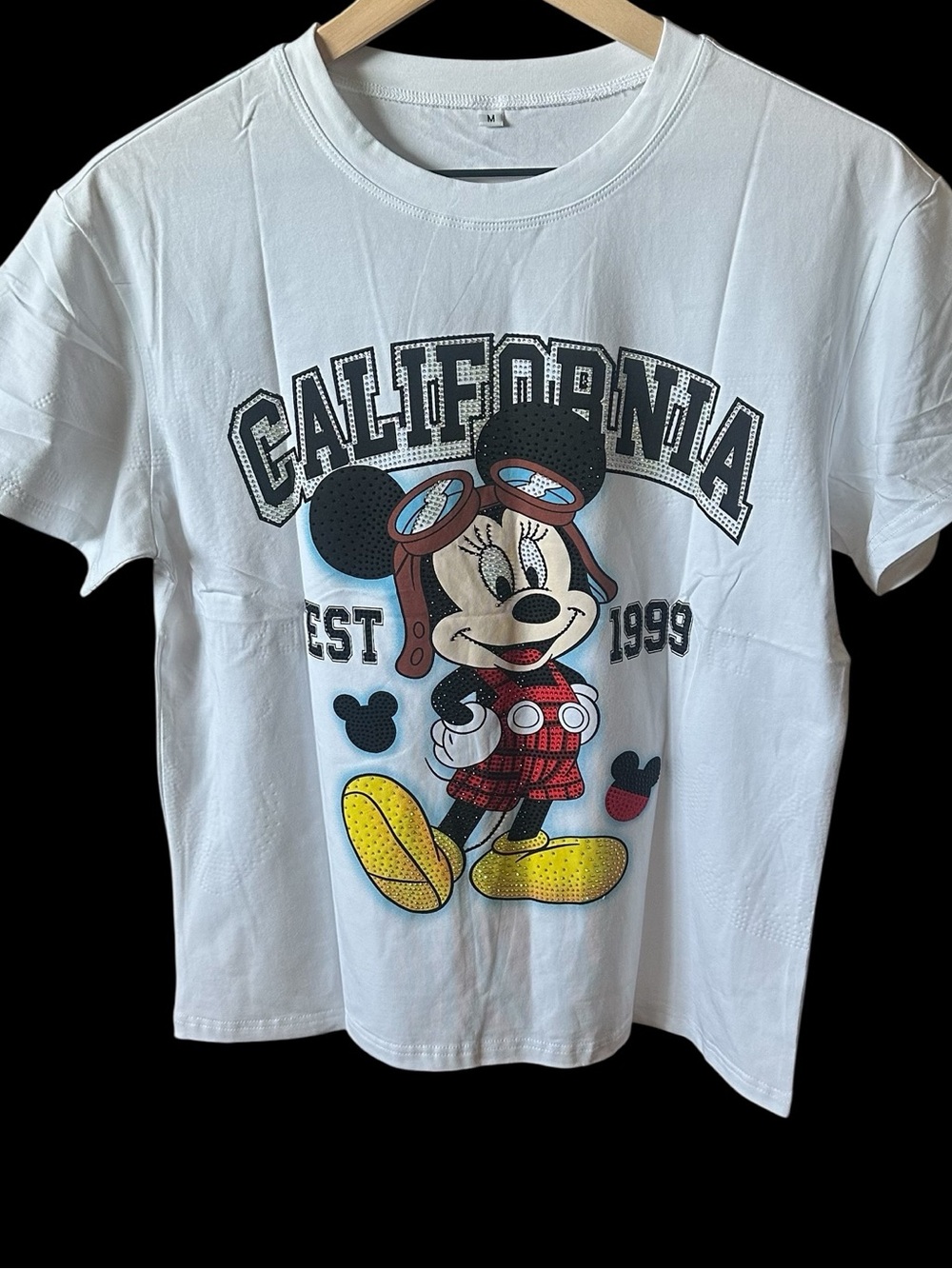 White California Minnie Mouse Graphic Tee with Rhinestones
